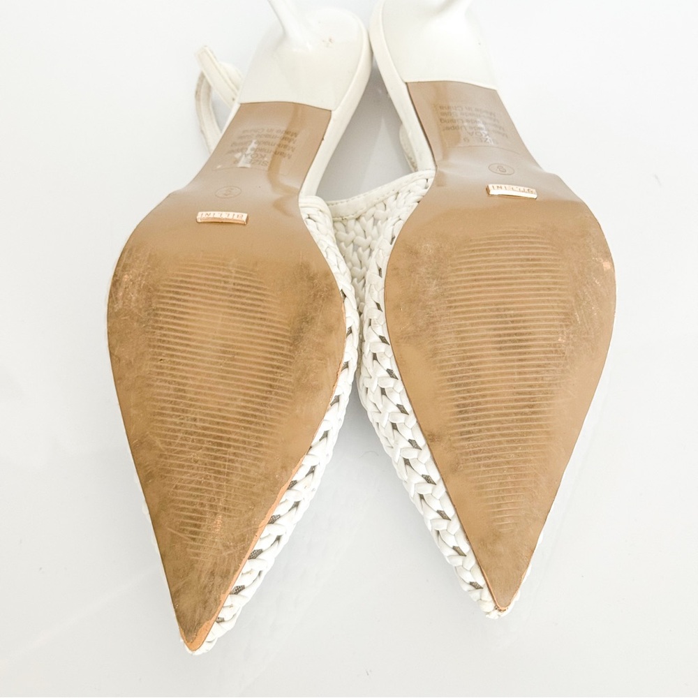 White Woven Slingback Heels (Size 9) - Picture 3 of 3